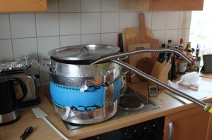 Kühlspirale in der Würze sterilisieren